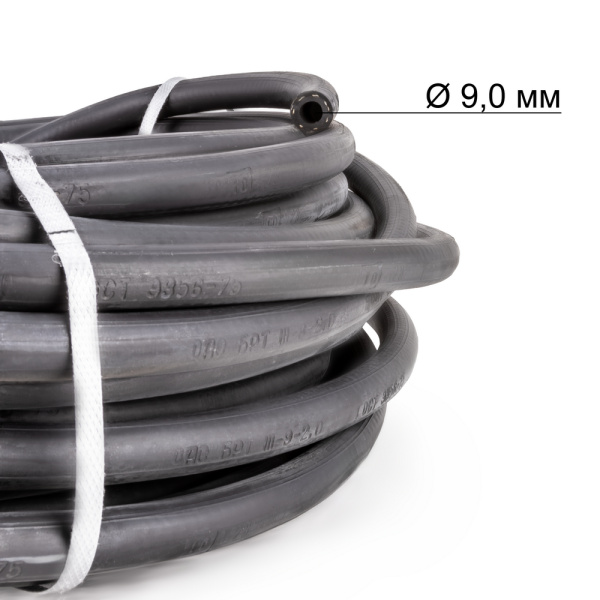 Рукав кислородный д.9.0мм черный (бухта 40м, 3 кл)
