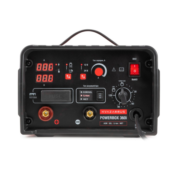 Инверторное пуско-зарядное устройство KVAZARRUS PowerBox 360i, таймер, пластиковый кейс